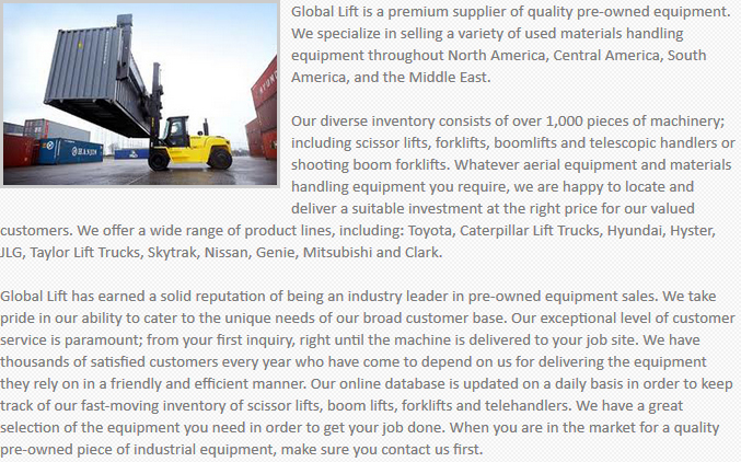 Global Lift Equipment California